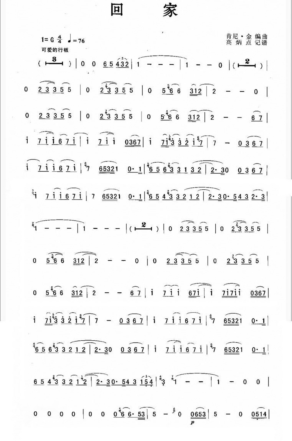 回家薩克斯簡譜_版本1_1 回家薩克斯簡譜_版本1_1