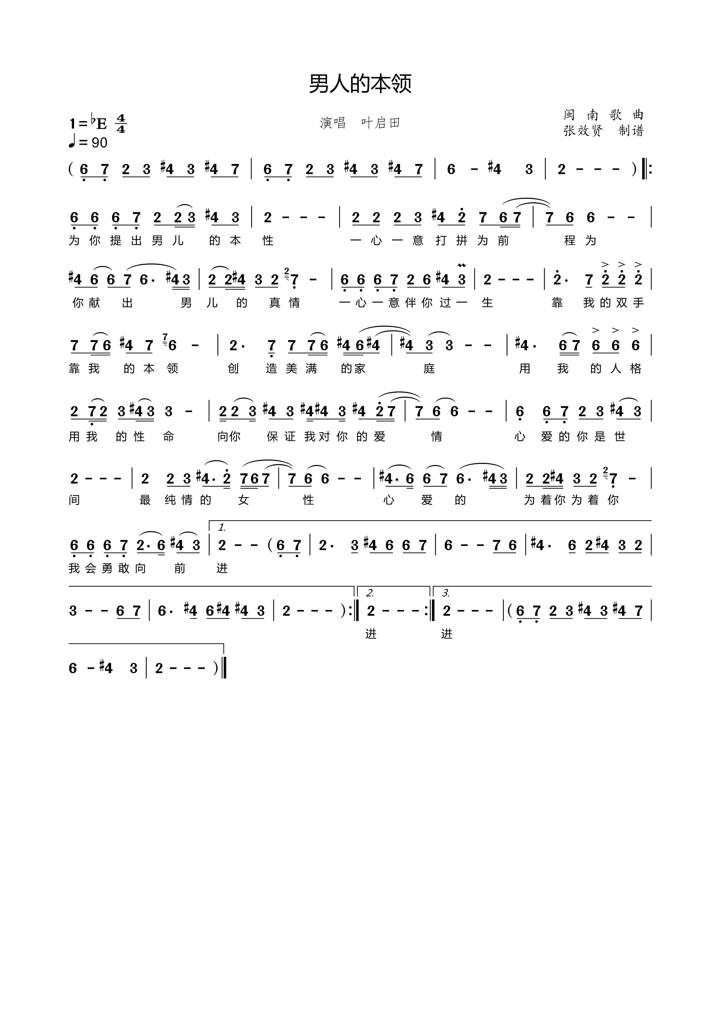 薩克斯 男性的本領(lǐng) 簡(jiǎn)譜 薩克斯 男性的本領(lǐng) 簡(jiǎn)譜