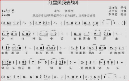 薩克斯譜 紅星照我去戰斗 簡譜 薩克斯譜 紅星照我去戰斗 簡譜